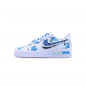 Nike Легкие нескользящие низкие кроссовки для скейтбординга Air Force 1, мужские, сине-белые