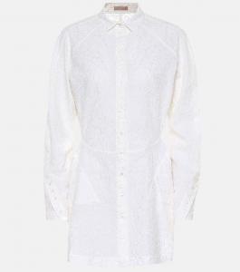 Вышитая рубашка из шерстяного муслина ALAÏA, белый