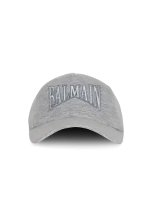 Кепка из трикотажа с вышивкой Balmain, серый