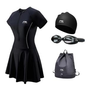 LINING Sports Fashion Collection Swimming Sets Nylon Spandex Polyester Swim Pool Beach Vacation Women's Black