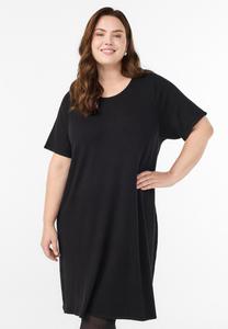 Платье Zizzi KNIELANGES MIT KURZEN ÄRMELN, Black