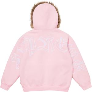 Худи на молнии из искусственного меха Supreme, светло-розовый