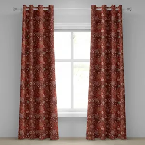 Рождественская штора на люверсах ABAKUHAUS, изысканные снежинки с искусными цветочными завитками, четкий узор в виде сердца, декоративные двухпанельные шторы, 280 см x 245 см, белый, желтый и красный Abakuhaus