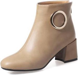 Женские модные ботильоны с округлым носком, стильные, с металлической застежкой-молнией, массивным средним каблуком, зимние и осенние короткие ботинки JOEUSTY, Apricot