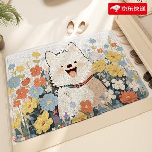 Dajiang Ковер 60x90 см для прихожей с рисунком собаки, грязеотталкивающий, износостойкий, с петлевым ворсом