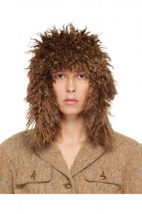 Anna Sui Шляпа-Авиатор бежевого цвета с отделкой из искусственного меха