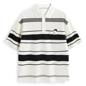 Поло с коротким рукавом и вышивкой в полоску мужское PEACEBIRD MEN, белый 1