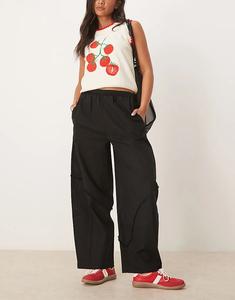 Черные брюки-бочонки из льняной смеси ASOS DESIGN с необработанными швами