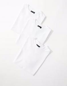 Набор из 3 свободных футболок с круглым вырезом Essentials белого цвета Asos Design