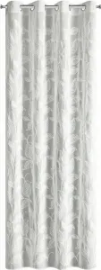 EUROFIRANY | Штора - 140 x 250 см - белая - вышитая - листья - люверсы Eurofirany