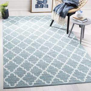 Ковер SAFAVIEH, 244 x 305 см, - коллекция Montauk - большой - Mint & Ivory, ручной работы из хлопка, узор Trellis, идеально для гостиной, спальни, офиса, столовой (MTK611T)