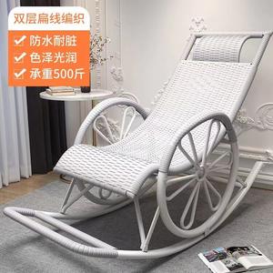 Fantasy Кресло-качалка lazy из ротанга с колёсами [white] двухслойное ручное плетение