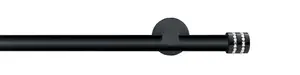 Карниз GARESA "ЧЕРНЫЙ", 1 направляющая, желаемая длина, комплект для штор, внутренняя направляющая, выдвижная, концевая кнопка со стразами 130 см, Ø 20 мм, черный