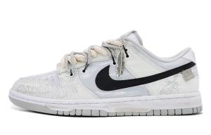 Кастомизированные кроссовки Nike Dunk Skateboard Men's Low-Top, серый/белый