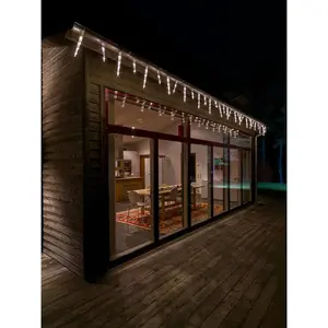 Светодиодная гирлянда-конфетти, 96 светодиодных лампочек, эффект пламени, светодиодные сосульки, 32 сосульки, с многофункциональным режимом, 96 теплых белых диодов Konstsmide, прозрачный