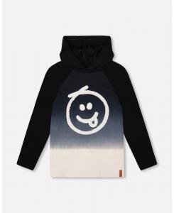 Детская футболка из хлопкового трикотажа с капюшоном и рукавами реглан, черная - для малышей/детей Deux par Deux, Black