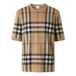 Футболка Burberry SS21 Check Jacquard Male Cream-coloured, цвет creamy