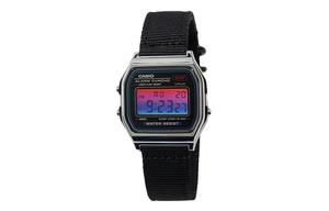 CASIO Мужские часы Retrofit Series с кварцевым механизмом и нейлоновым ремешком, черный циферблат