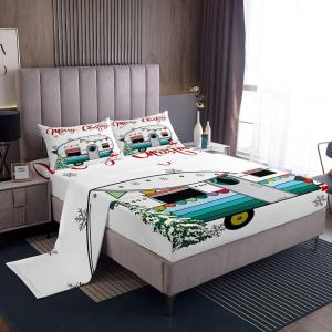 Erosebridal Детский комплект постельного белья Camper с новогодним принтом снеговиков и ёлок, Multi 08