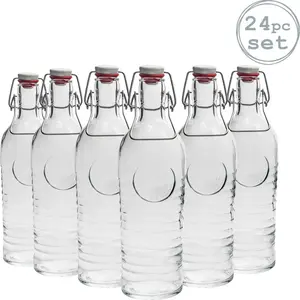 Набор бутылок для воды Rocco Officina 1825 с крышкой-качалкой, 1,2 литра, упаковка 24 шт. Bormioli