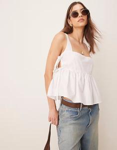 Белая майка-бэби-долл с завязками по бокам от ASOS DESIGN