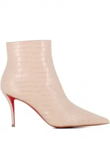 Сапоги Miss Z с эффектом кожи крокодила, каблук 80 мм Christian Louboutin, розовый