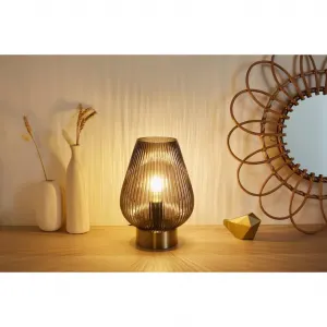 Настольная лампа Crystal Gloom E14 1 шт. E14, дымчатое стекло, латунь, стекло, металл Pauleen, Rauchgrau/messingfarben