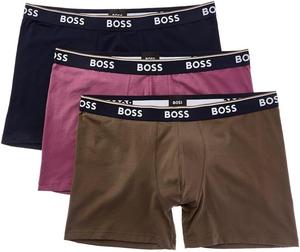 BOSS мужские трусы-боксеры с ярким разноцветным логотипом, комплект из 3 шт., Deep Rose/Khaki Green/Blue Marine