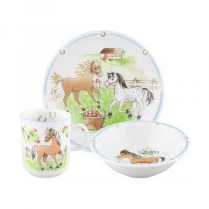 Набор детской посуды Seltmann Weiden KINDERTRÄUME, фарфор, 3 предмета, белый/коричневый/зелёный