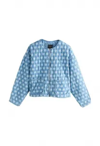 Стеганая джинсовая куртка в горошек, укороченный крой Next, Mid Blue