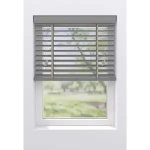 Моя домашняя жалюзи Alexia с возможностью свободного подвеса без сверления из бамбука с ламелями 50 мм, управление с помощью шнура. My Home, серый/серый/серый