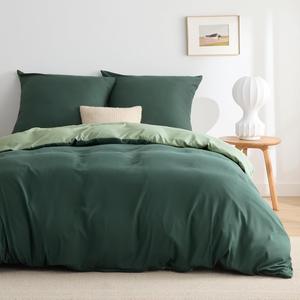 Комплект постельного белья Bedsure, 3 предмета, 200х200/80x80 см, зеленый/темно-зеленый