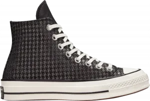 Кроссовки Converse Wmns Chuck 70 High Houndstooth Shine - Black, черный