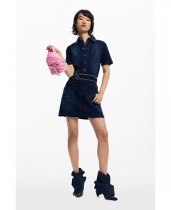 Женское короткое джинсовое платье с поясом Desigual, Dark blue