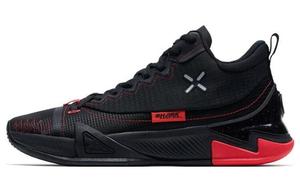 Баскетбольные кроссовки Shark1.0 мужские высокие черные/огненно-красные Xtep