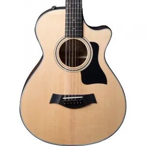 Taylor-guitars Акустическая электрогитара Taylor 352CE 12-струнная гранд концерт, натуральная
