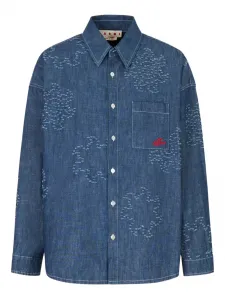Декорированная рубашка с длинными рукавами Marni, синий