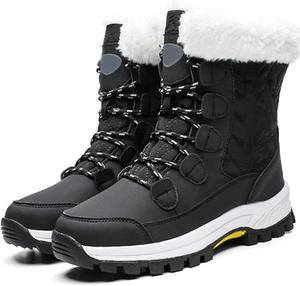 Женские зимние снегоступы Baxtayel с утепленным мехом, водонепроницаемые, противоскользящие, средней высоты, удобные ботильоны для походов и прогулок на открытом воздухе, черный