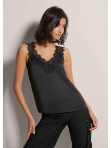 MADELEINE Атласный топ с кружевом черного цвета