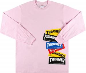 Лонгслив Supreme x Thrasher Multi Logo Long-Sleeve Tee 'Light Pink', розовый