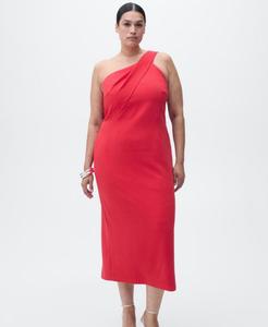 Женское асимметричное платье с открытыми плечами MANGO, Red