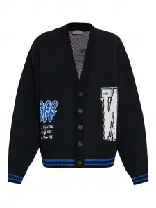 Кардиган с вязаными логотипами Off-White, черный