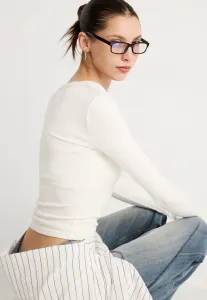 Топ с длинными рукавами и вырезом-лодочкой Gina Tricot, Offwhite