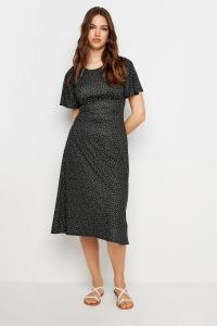 Платье с расклешенными рукавами и узором в горошек Long Tall Sally, черный