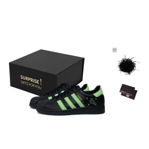 Adidas Originals SUPERSTAR Green Shadow Star противоскользящие износостойкие низкие скейтерские кроссовки унисекс черно-зеленые, специальная упаковка