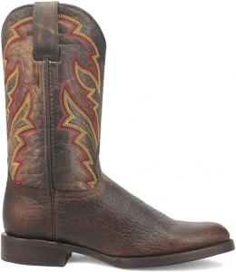 Мужские повседневные ботинки Dingo с вышивкой оленя и принтом ящерицы, с круглым носком, средней высоты - коричневые