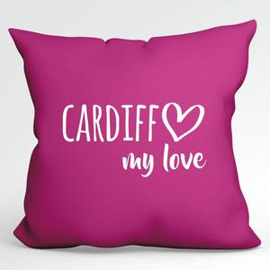 Подушка Huuraa Cardiff my love декоративная наволочка без наполнителя размер 40х40см цвета фуксии для всех любителей Кардиффа Уэльс идея подарка для друзей и семьи Hellweg Druckerei
