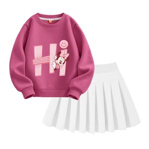 Детский комплект из двух предметов: юбка и футболка с круглым вырезом и коротким рукавом Disney, dihui berry красный+solid color белый