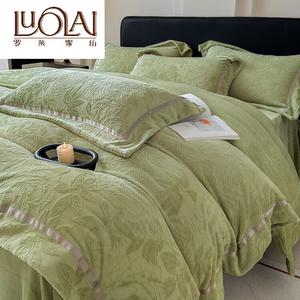 LUOLAI HOME Комплект постельного белья 4 предмета, 200 см: пододеяльник 220x240 см, быстрый нагрев, состав ткани, цвет травяной зеленый