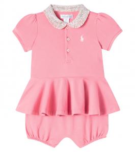 Детский комбинезон из хлопкового пике с пеплумом Polo Ralph Lauren Kids, Faded Peony W/ Carolan Floral